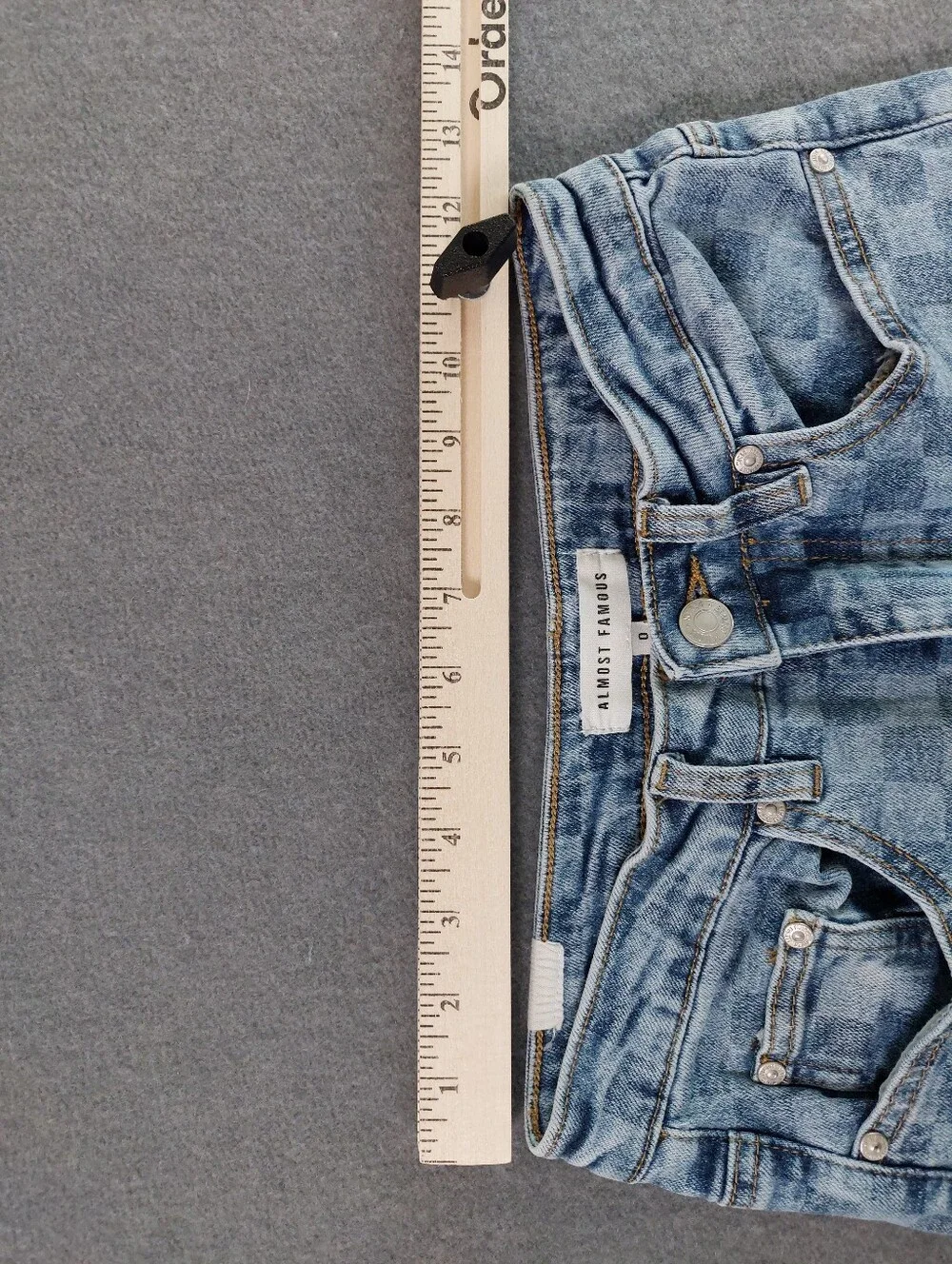 Almost Famous Checkered Straight Leg Jeans Blue Checkerboard Size 0